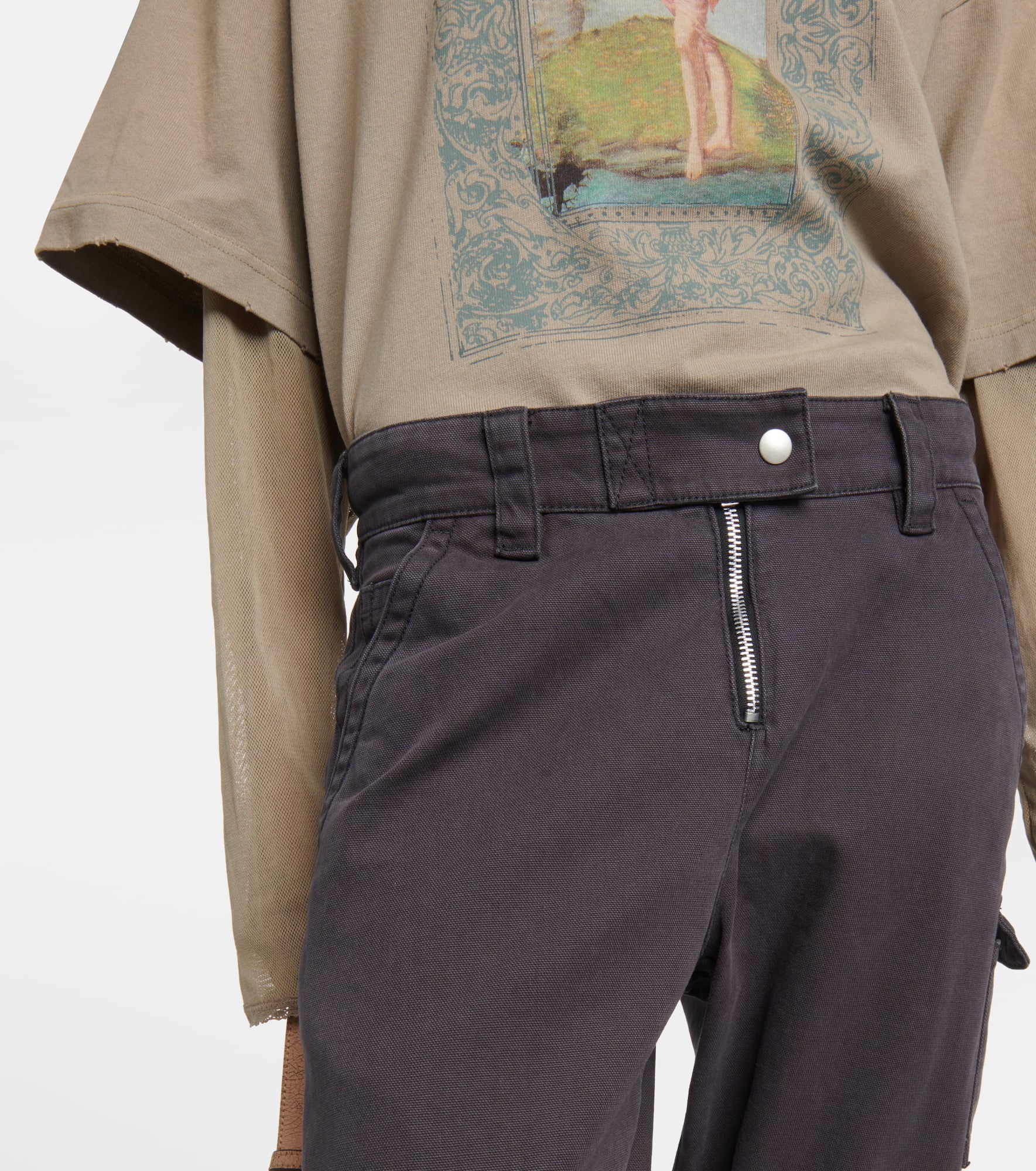Mid-rise cotton canvas cargo pants - 4