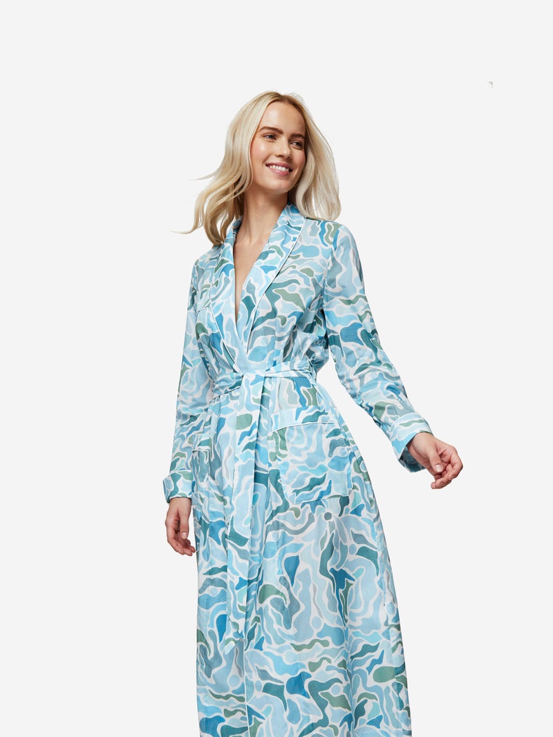 Women's Long Dressing Gown Ledbury 61 Cotton Batiste Green - 2