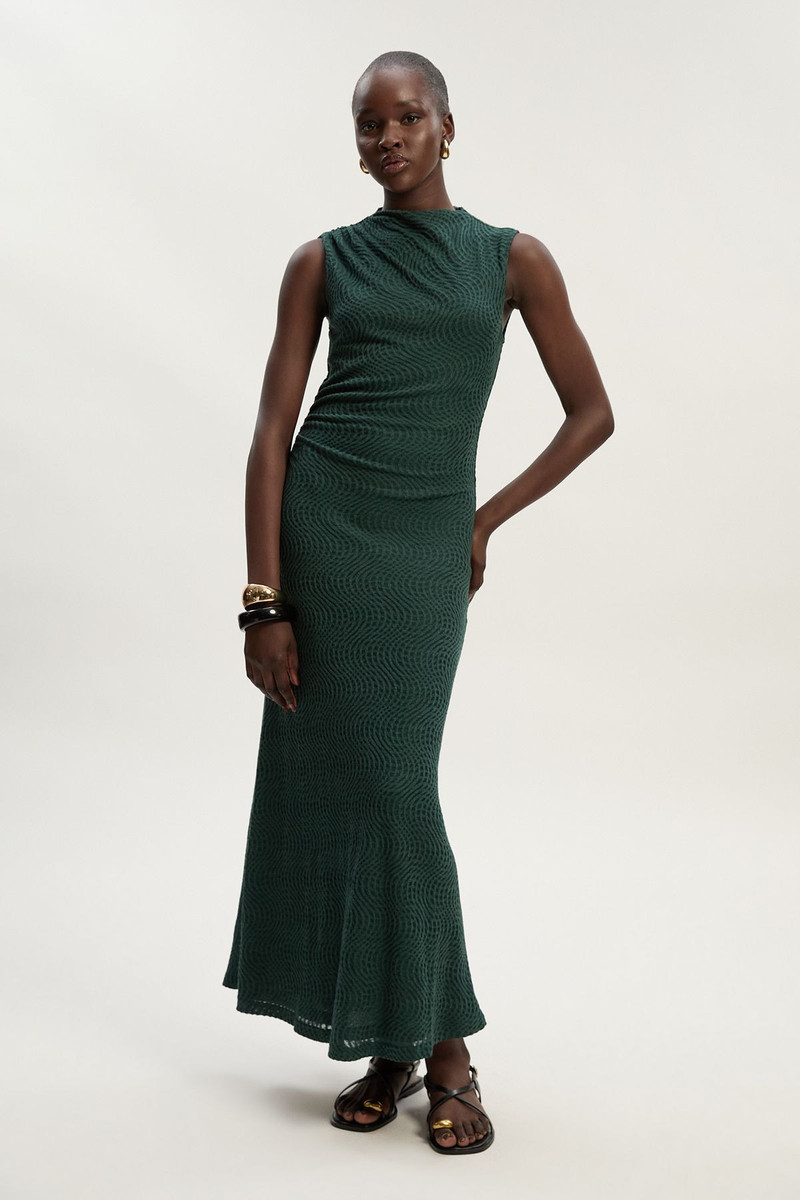 Sheered Textured Jersey Maxi Dress 1