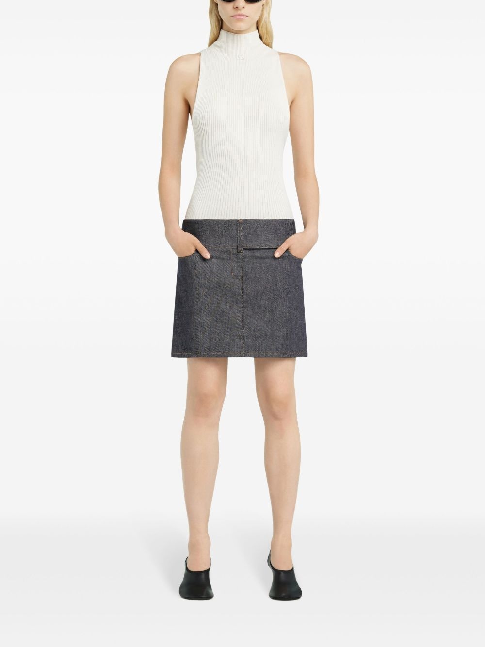 ribbed mock-neck tank top - 2