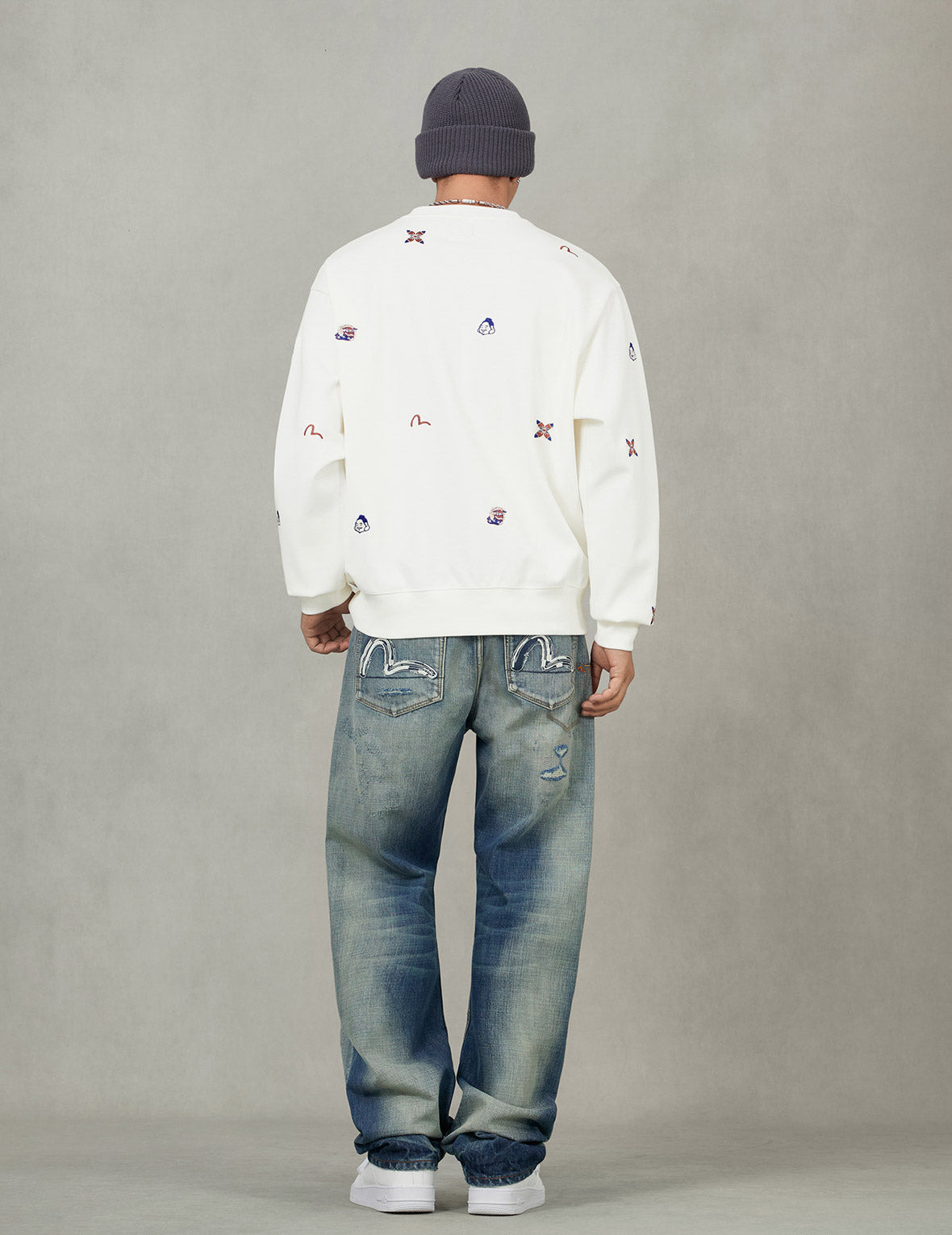 Allover Multi Logos Embroidery Relax Fit Sweatshirt - 6