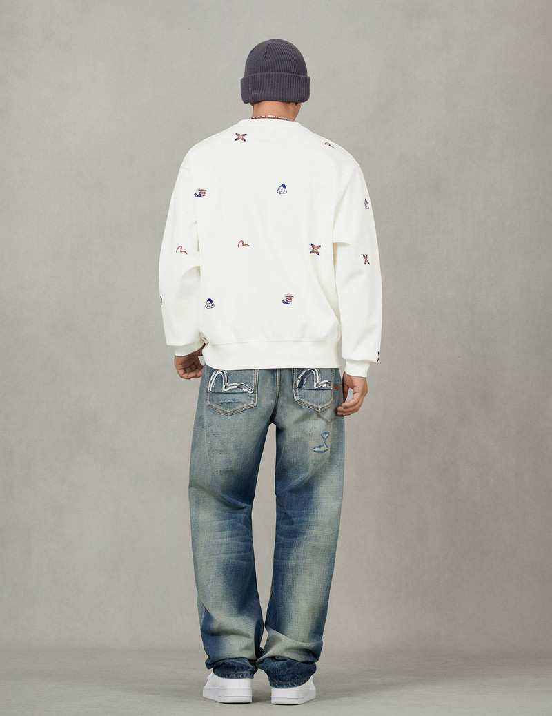 Allover Multi Logos Embroidery Relax Fit Sweatshirt 6