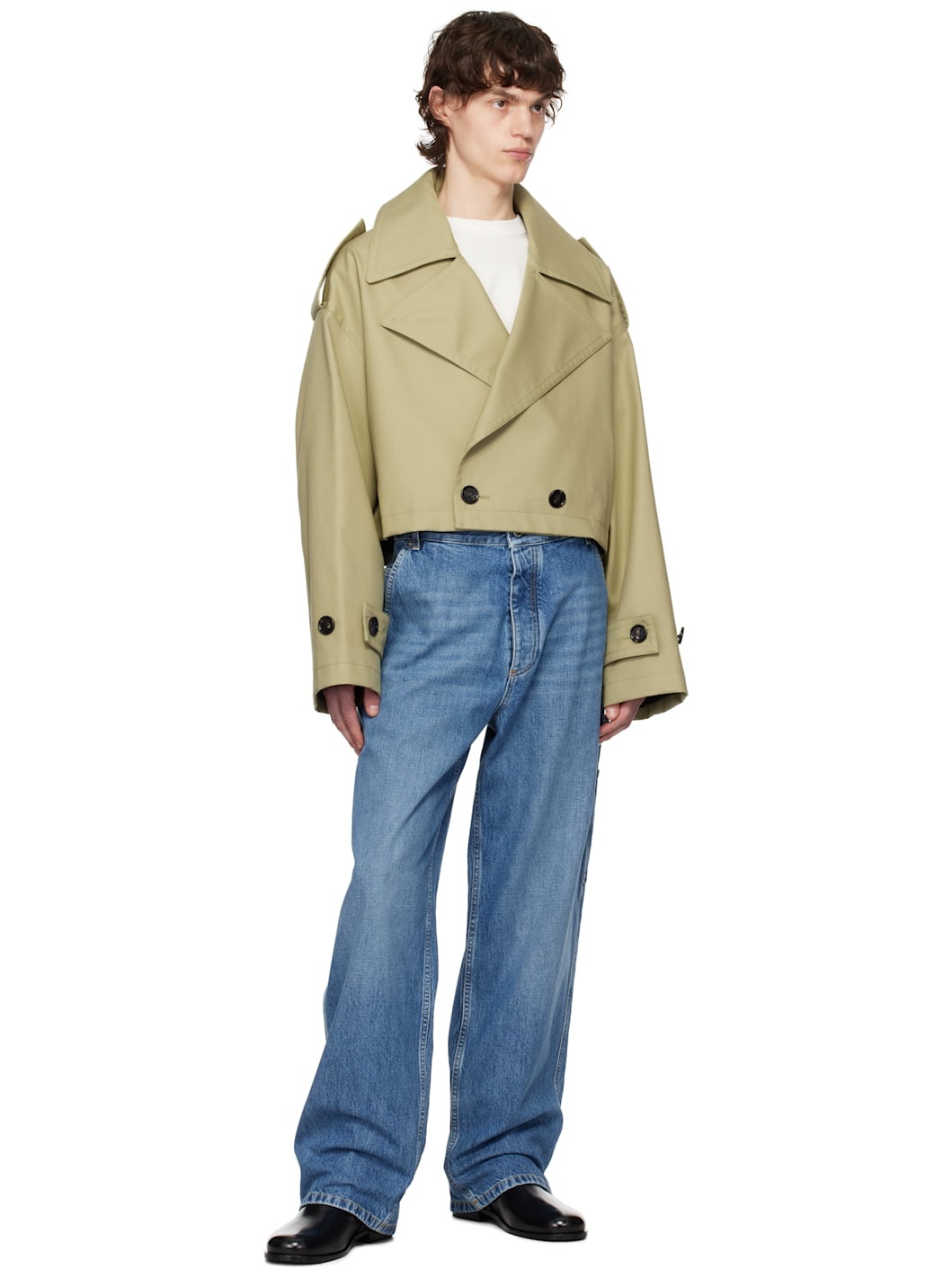 Beige Fine Compact Cotton Twill Trench Coat - 4