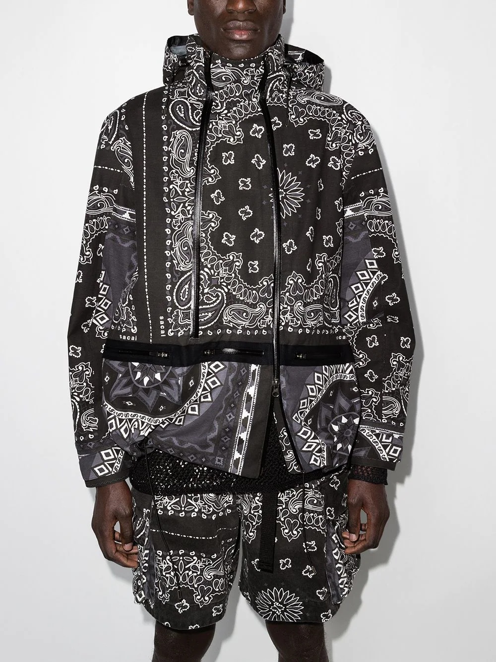 bandana-print hooded jacket - 2