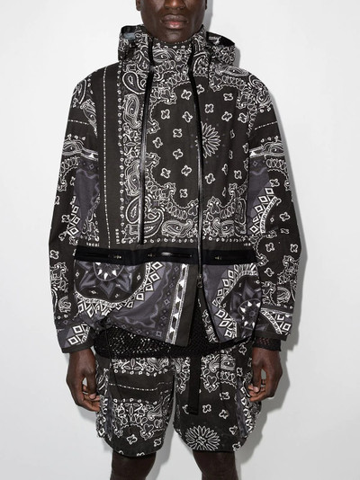 sacai bandana-print hooded jacket outlook