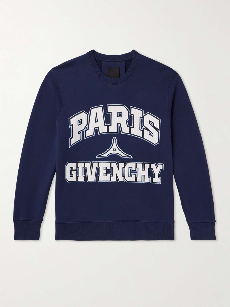 Paris Logo-Embroidered Cotton-Jersey Sweatshirt 1