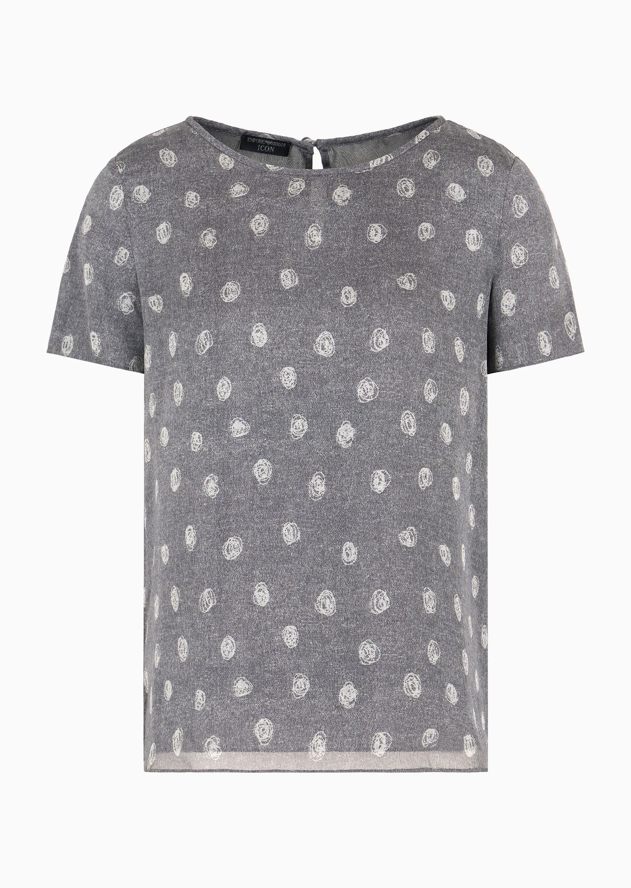 Icon short-sleeved blouse in silk chiffon with an all-over abstract polka-dot print - 1