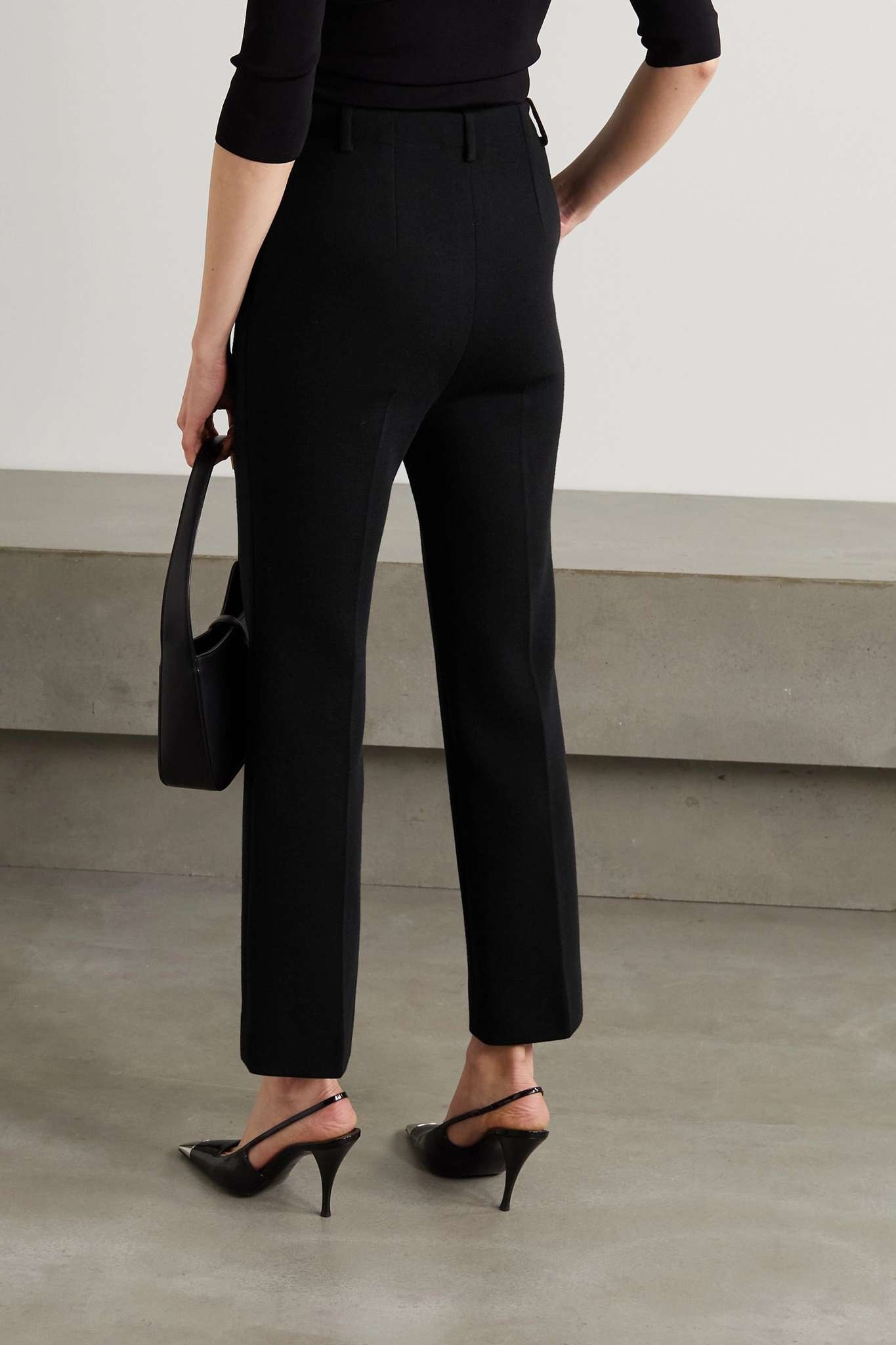 Cropped wool-blend straight-leg pants - 6