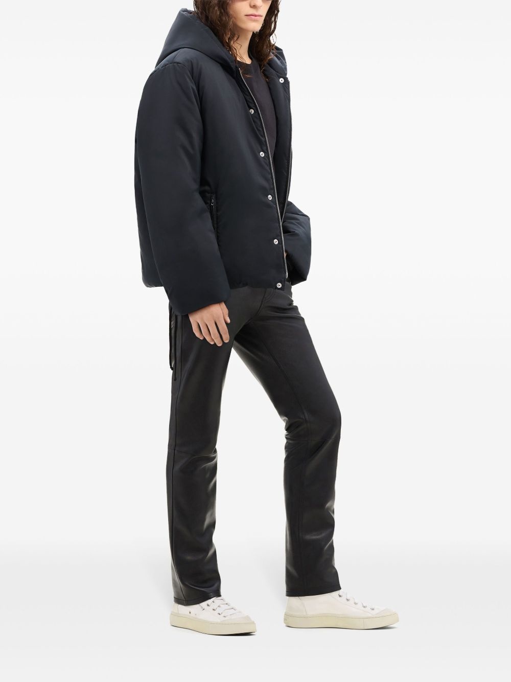 logo-appliqué hooded puffer jacket - 2