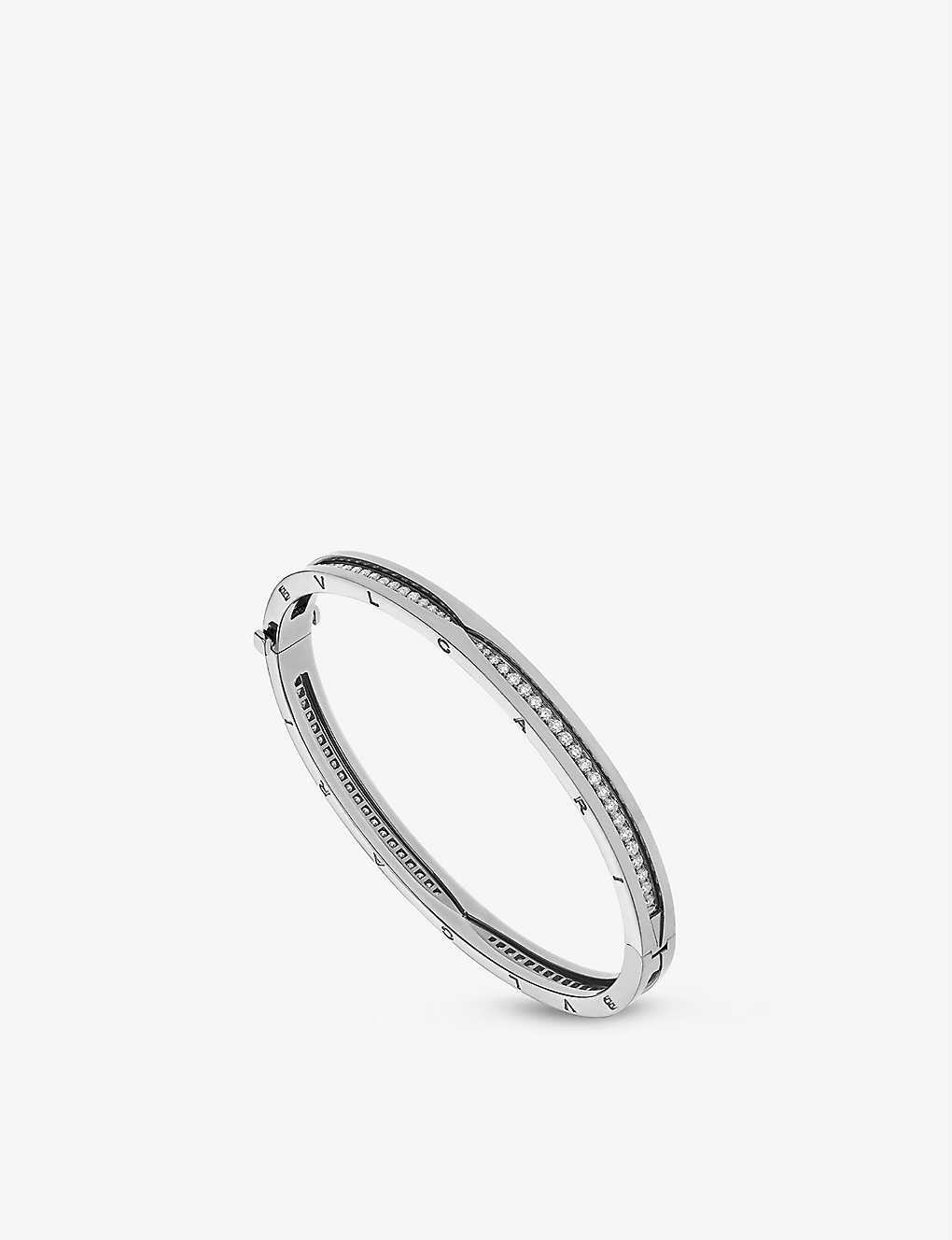 B.zero1 18ct white-gold and 1.41ct round-cut bangle bracelet - 1