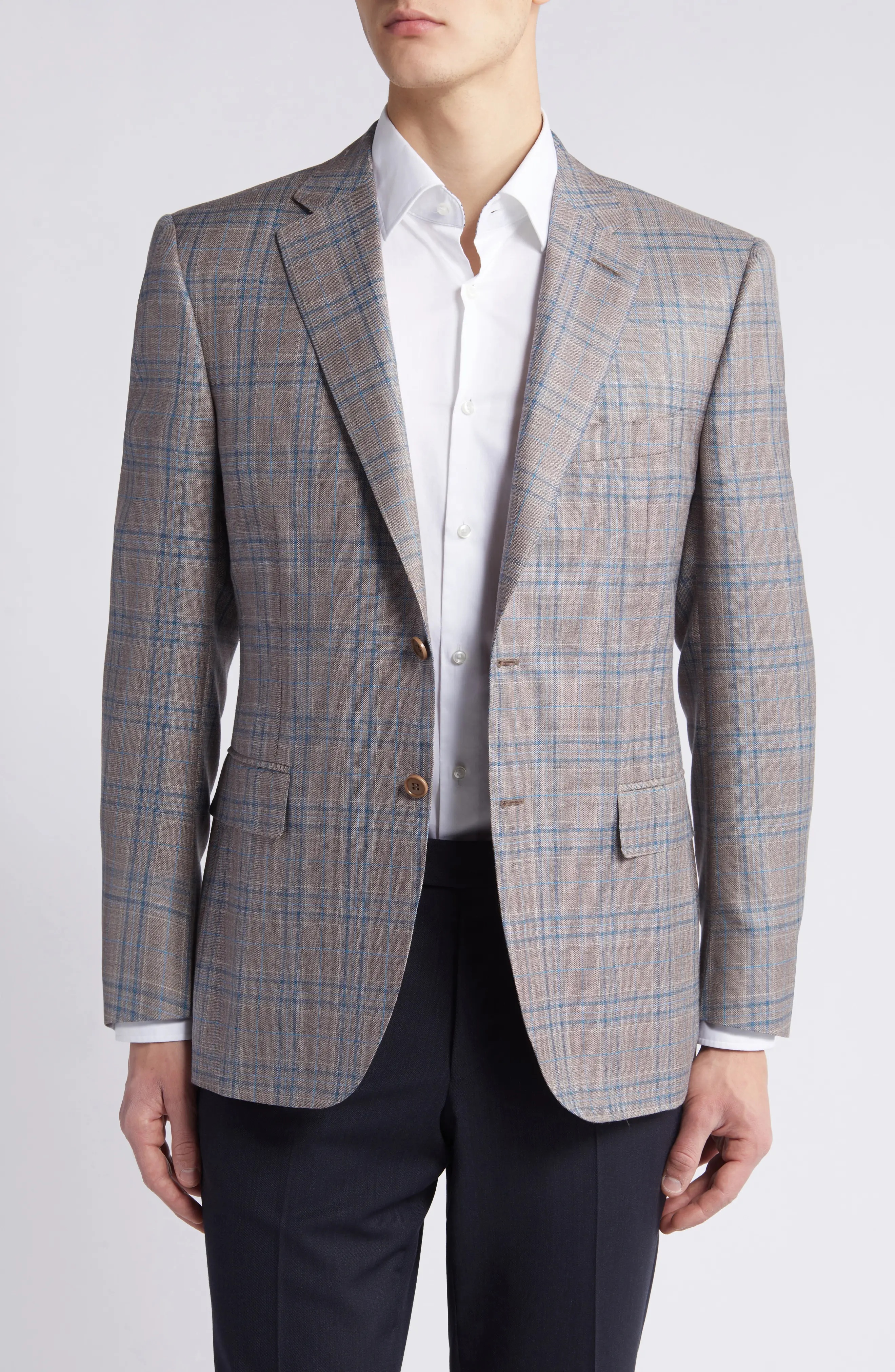 Siena Regular Fit Plaid Wool & Silk Blend Sport Coat - 1