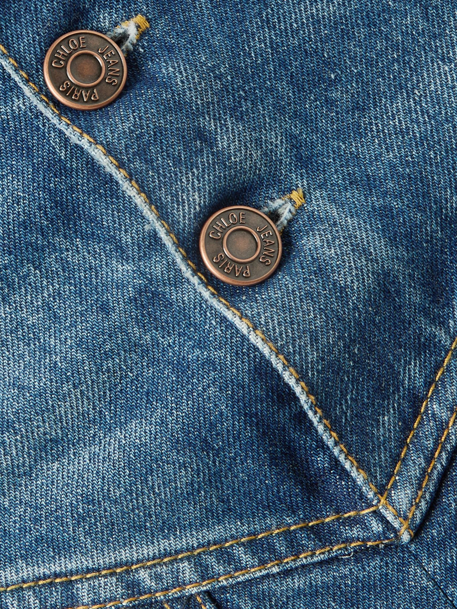 Pleated paneled denim midi skirt Mid denim - 5