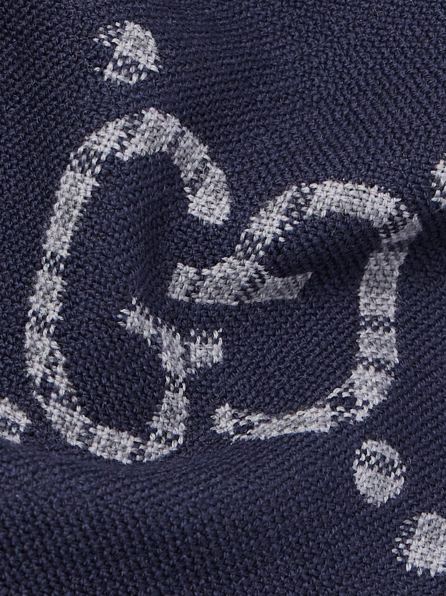 Logo-Jacquard Wool Scarf Blue - 3