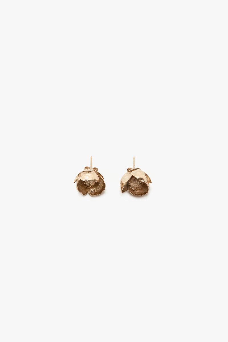 Exclusive Camellia Flower Stud Earrings In Gold 1