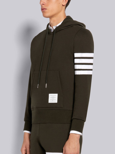 Thom Browne Dark Green Loopback Terry 4-Bar Classic Pullover Hoodie outlook