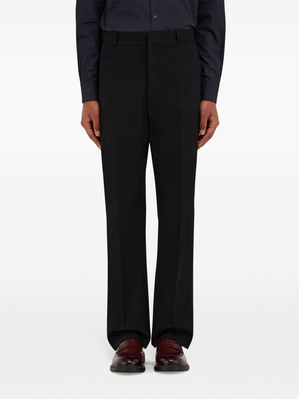 logo-tag cotton straight-leg trousers - 3