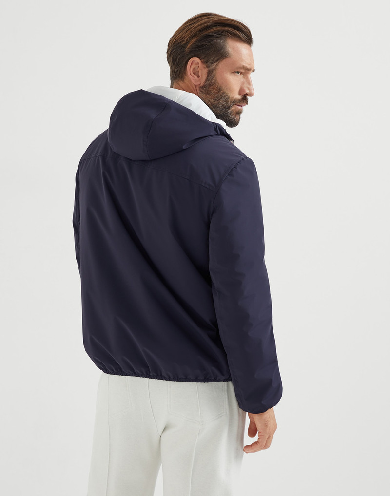 Brunello Cucinelli Bonded nylon hooded outerwear jacket with Thermore® padding and logo outlook