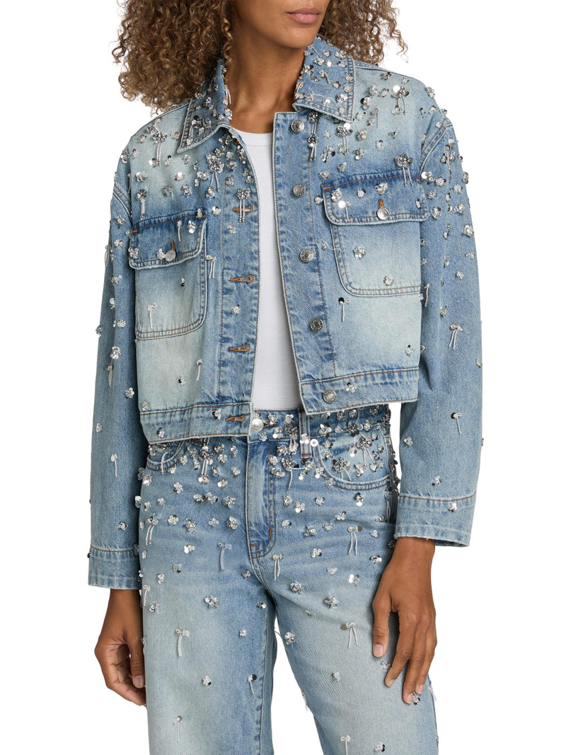 Women's Everli Sequined Stretch-Denim Crop Jacket - Hollywood 3