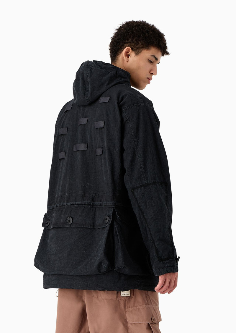 Emporio Armani Sustainability Values Capsule Collection garment-dyed organic ripstop hooded pea coat 3
