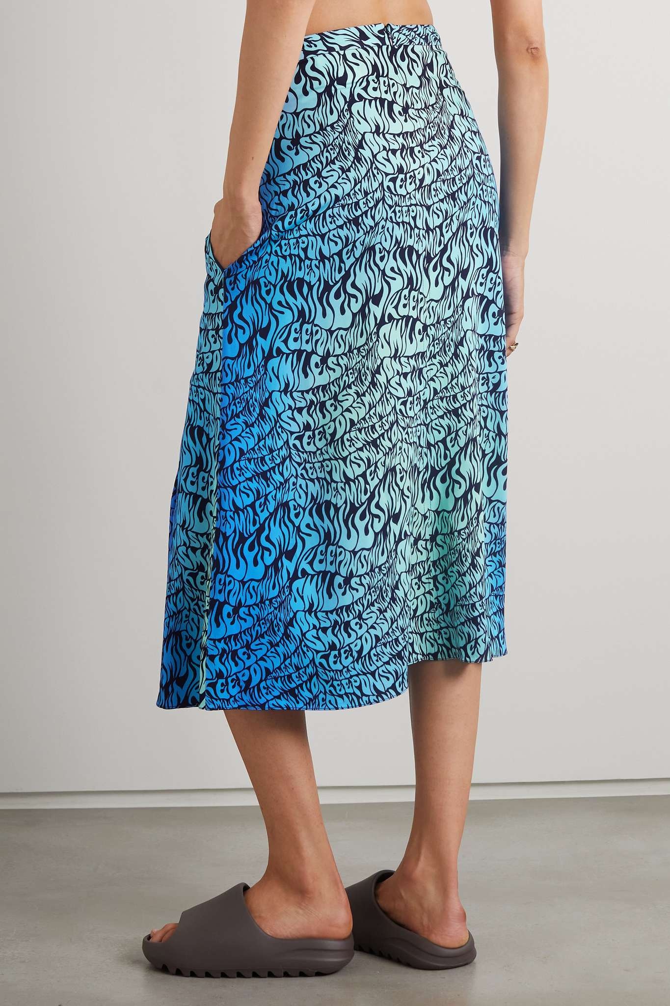 Printed crepe de chine midi skirt - 3