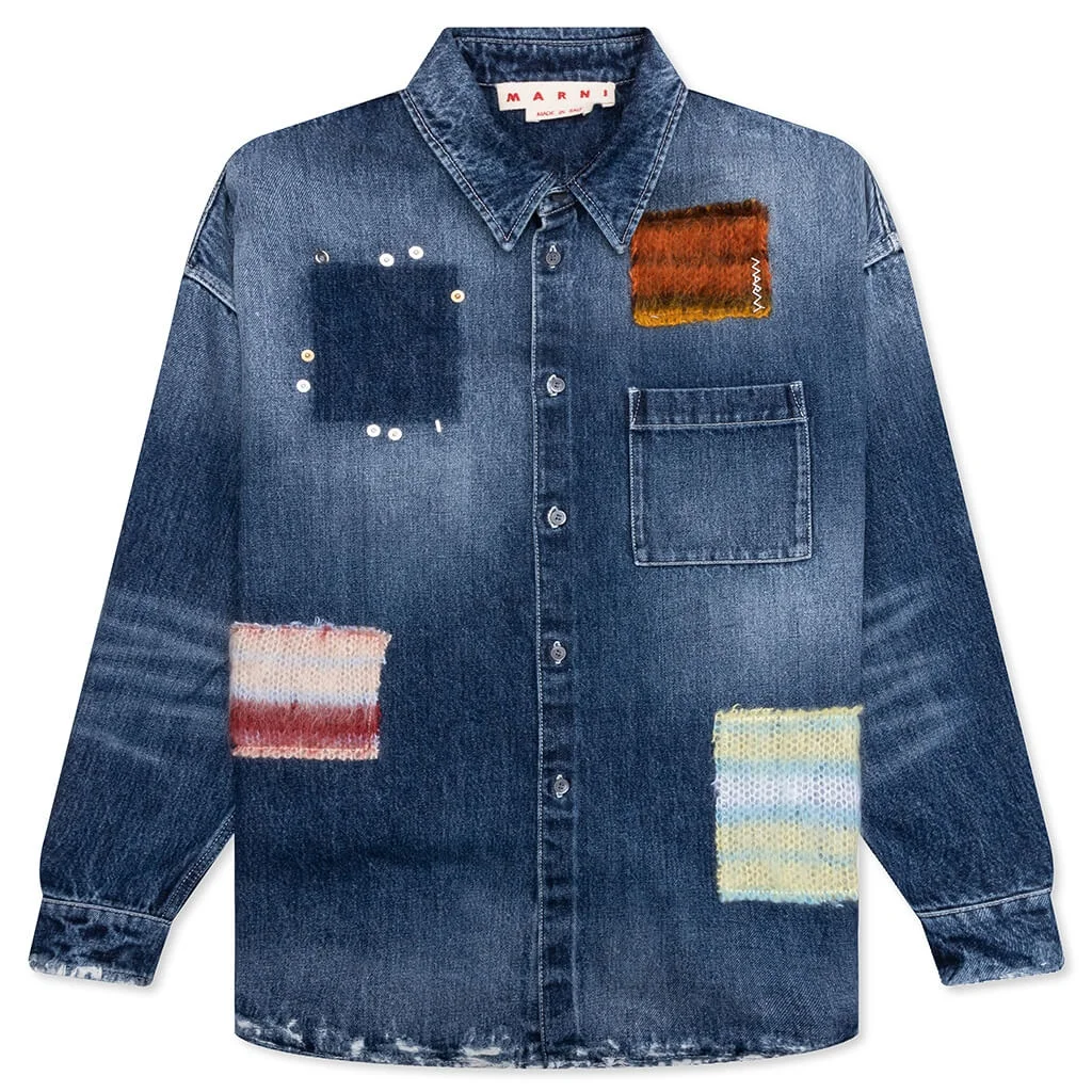 Denim Patch Overshirt Blue - 1