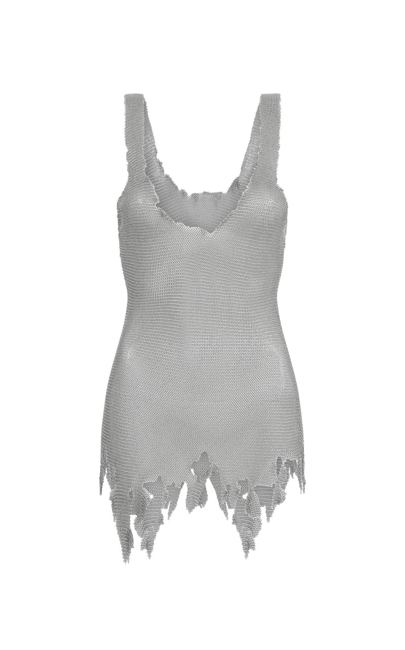 Gwendolin Chainmail Tank Top in Silver Steel 1
