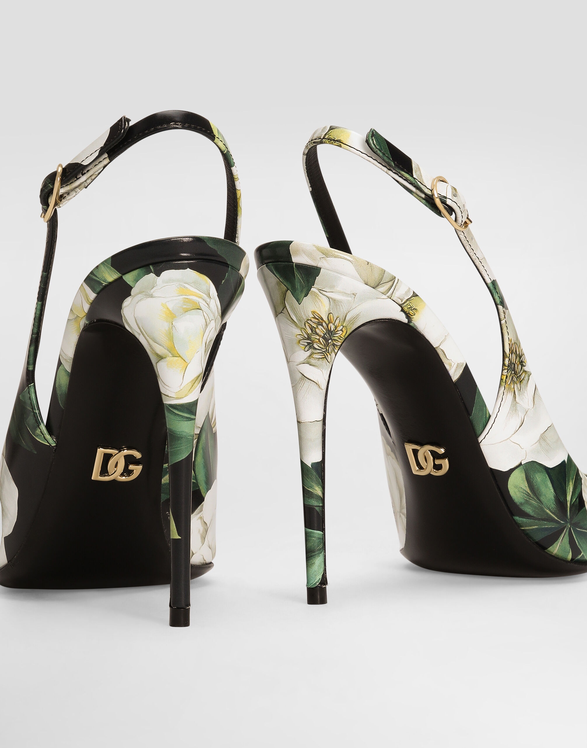 Printed polished calfskin slingbacks - 4
