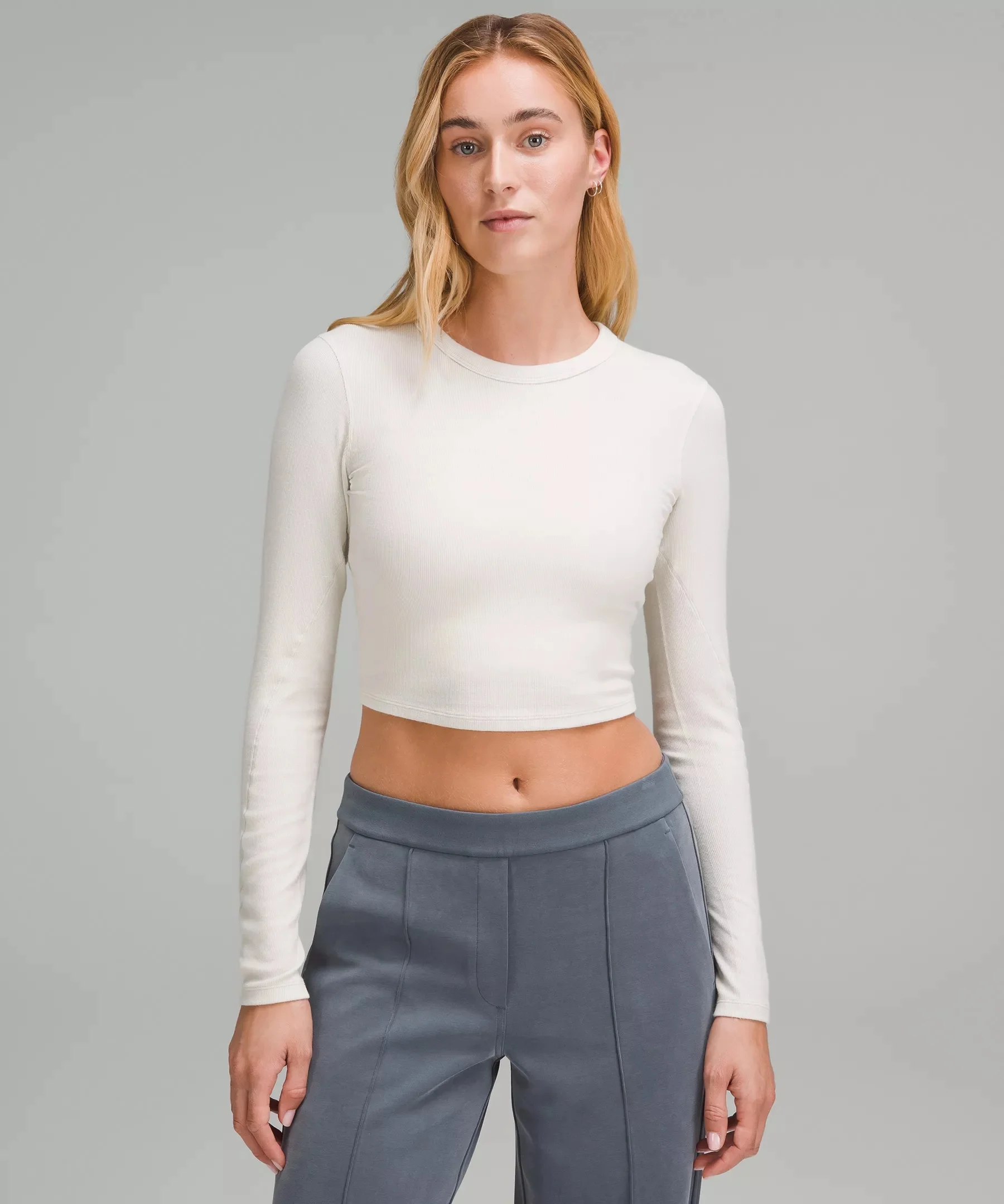 Hold Tight Straight-Hem Cropped Long-Sleeve Shirt - 1