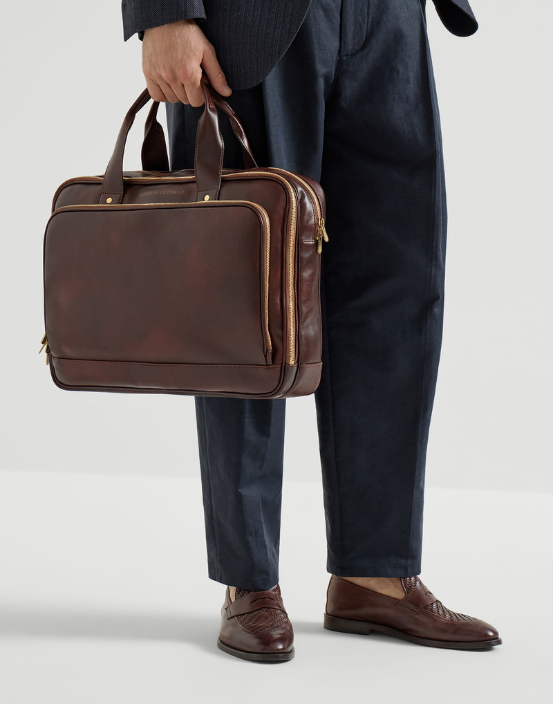 Calfskin briefcase with zipper 4