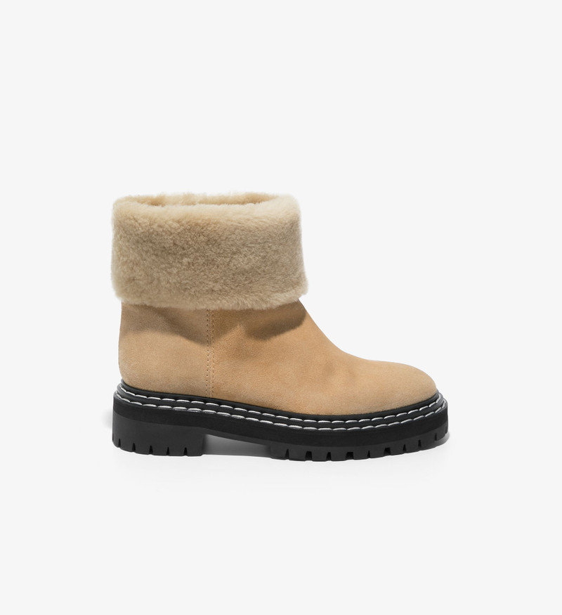 Suede Lug Sole Shearling Ankle Boots - 1
