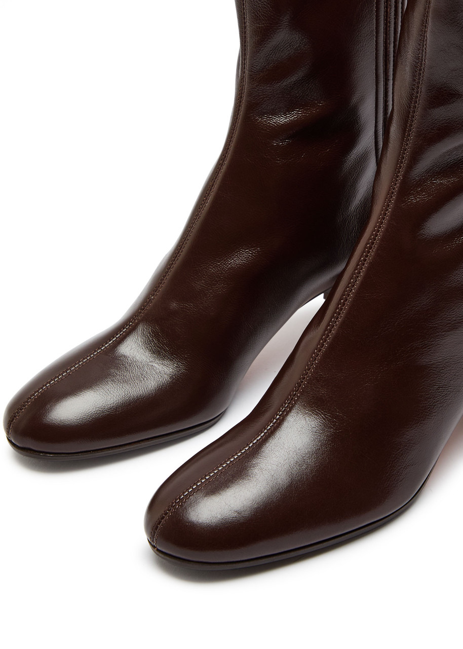 Aquazzura Saint Honore 50 Glossed Leather Ankle Boots - 3
