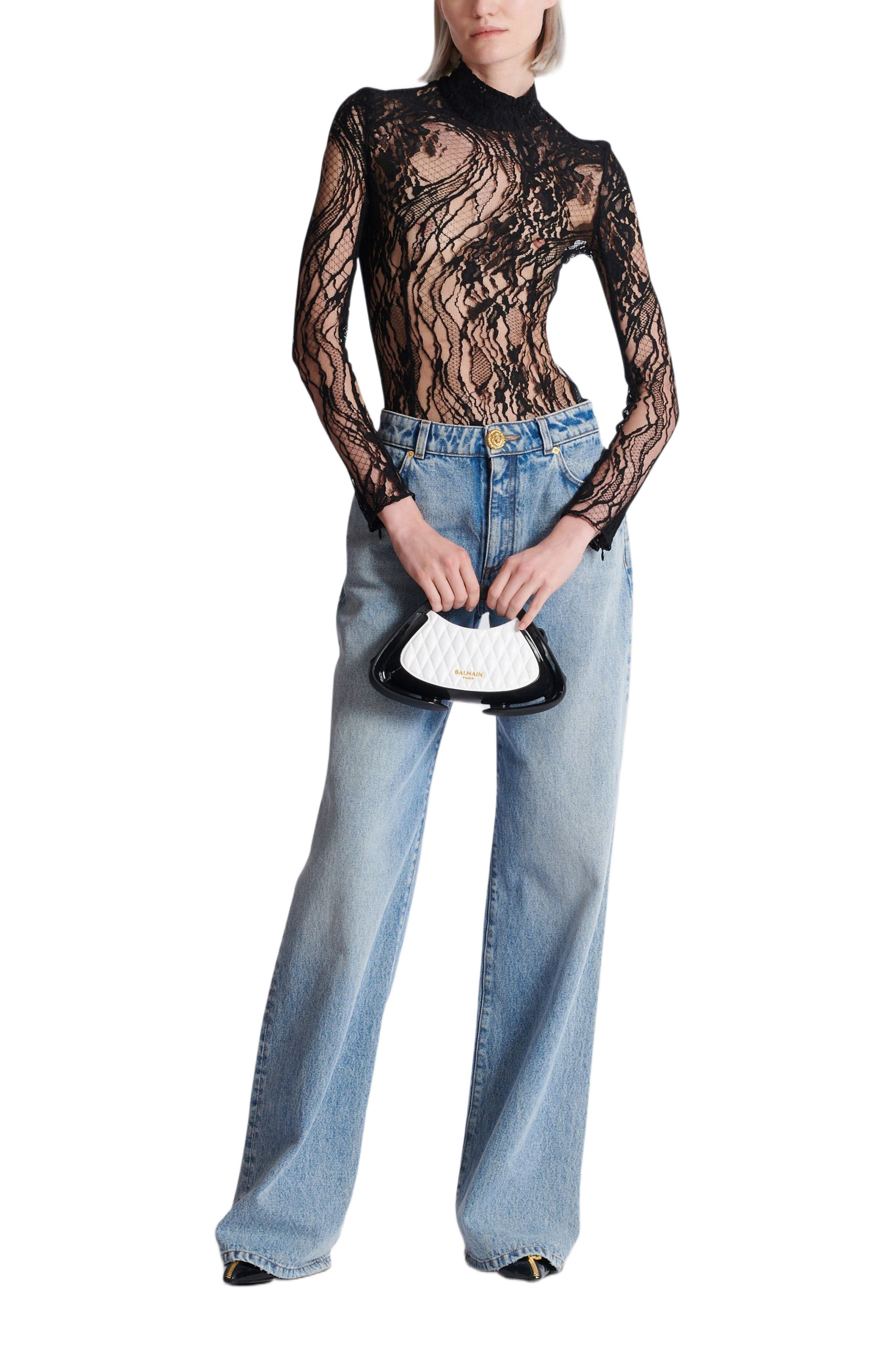 Balmain Long-sleeved lace body in Black at Nordstrom - 2