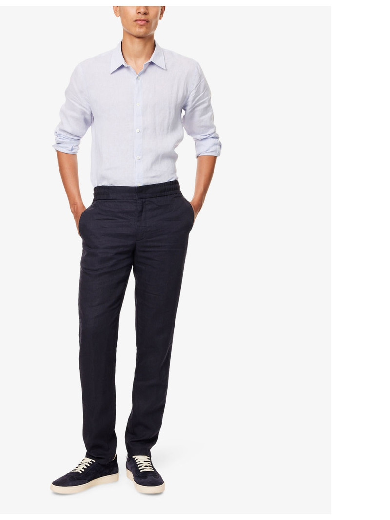 ORLEBAR BROWN Cornell branded-hardware regular-fit straight-leg linen trousers outlook