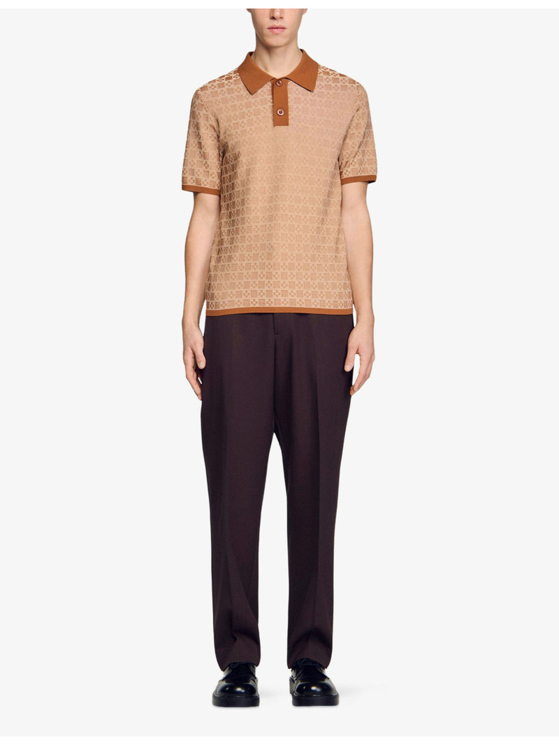 Sandro Cross Short-Sleeve Knitted Polo Shirt outlook