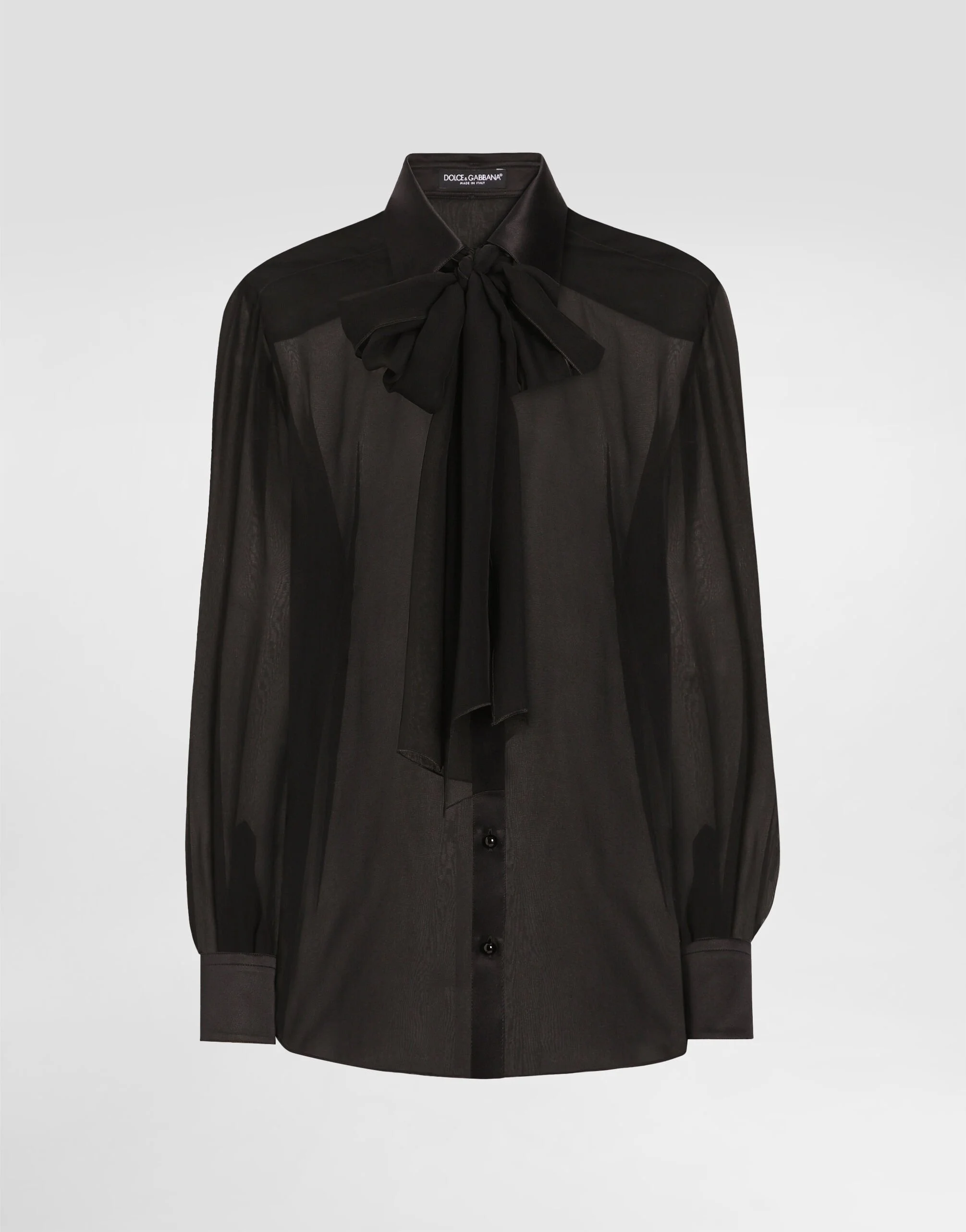 Silk chiffon shirt with pussy-bow - 1