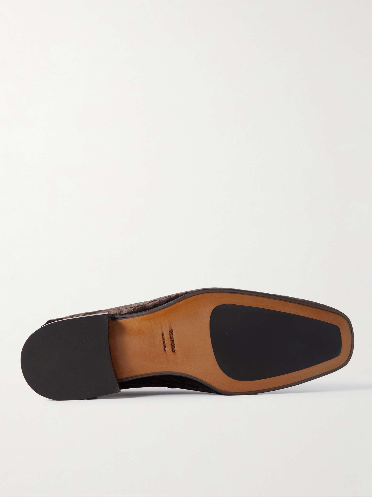 Bailey Tasselled Leather-Trimmed Croc-Effect Velvet Loafers - 3