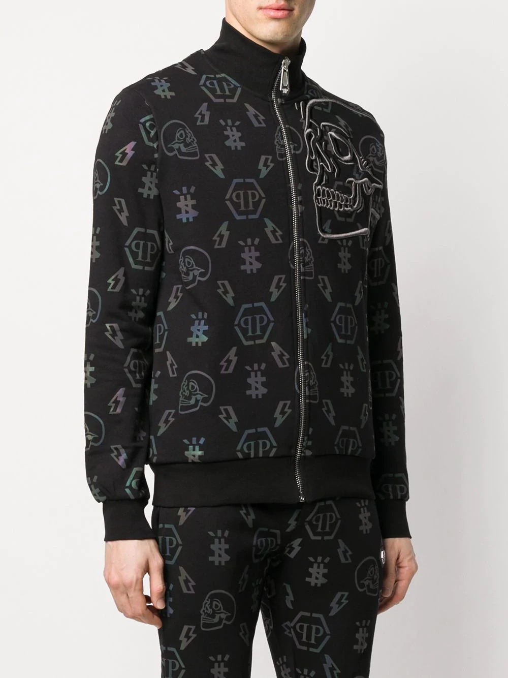 skull print zipped jacket - 3