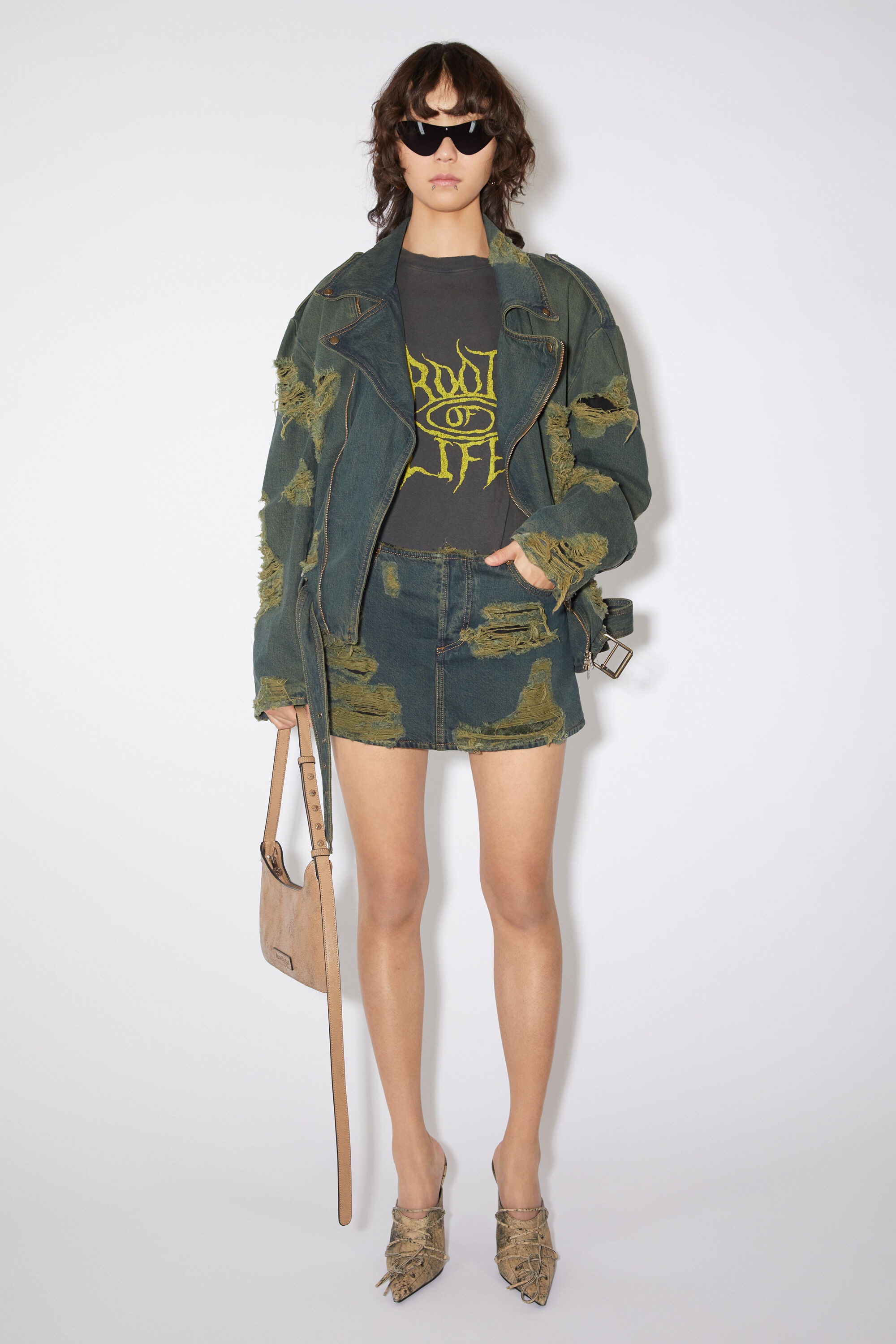 Distressed denim skirt - Blue/green - 2