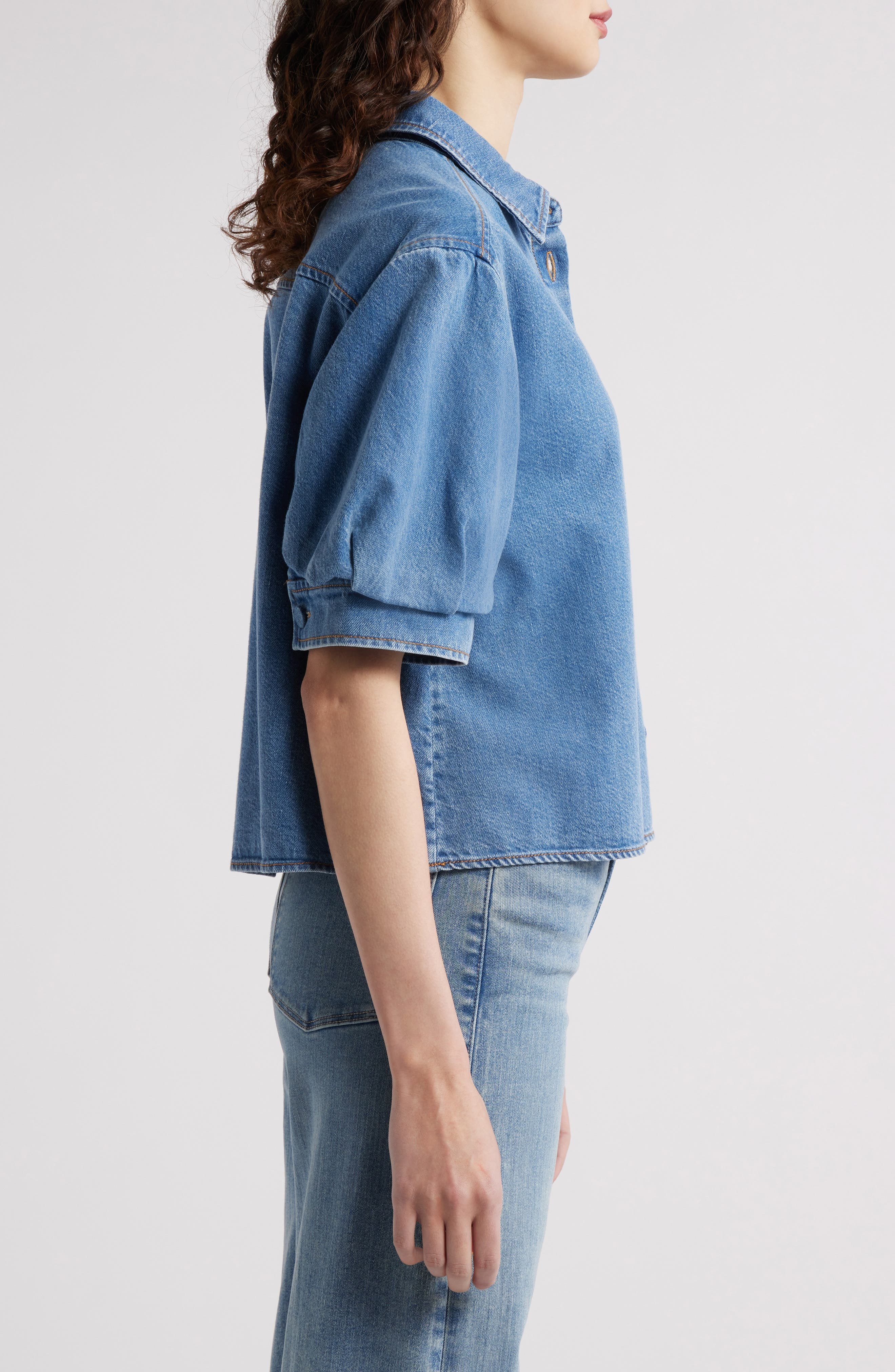 FRAME The Billow Sleeve Denim Shirt in Subtle at Nordstrom - 3