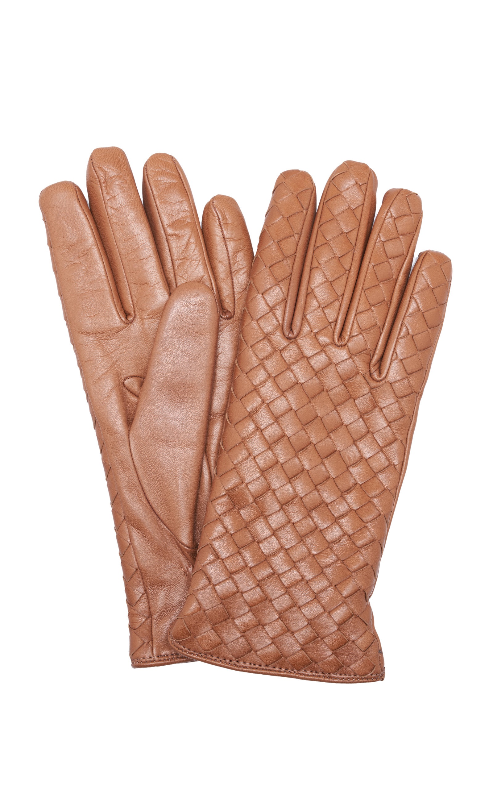 Intrecciato Leather Gloves brown - 1