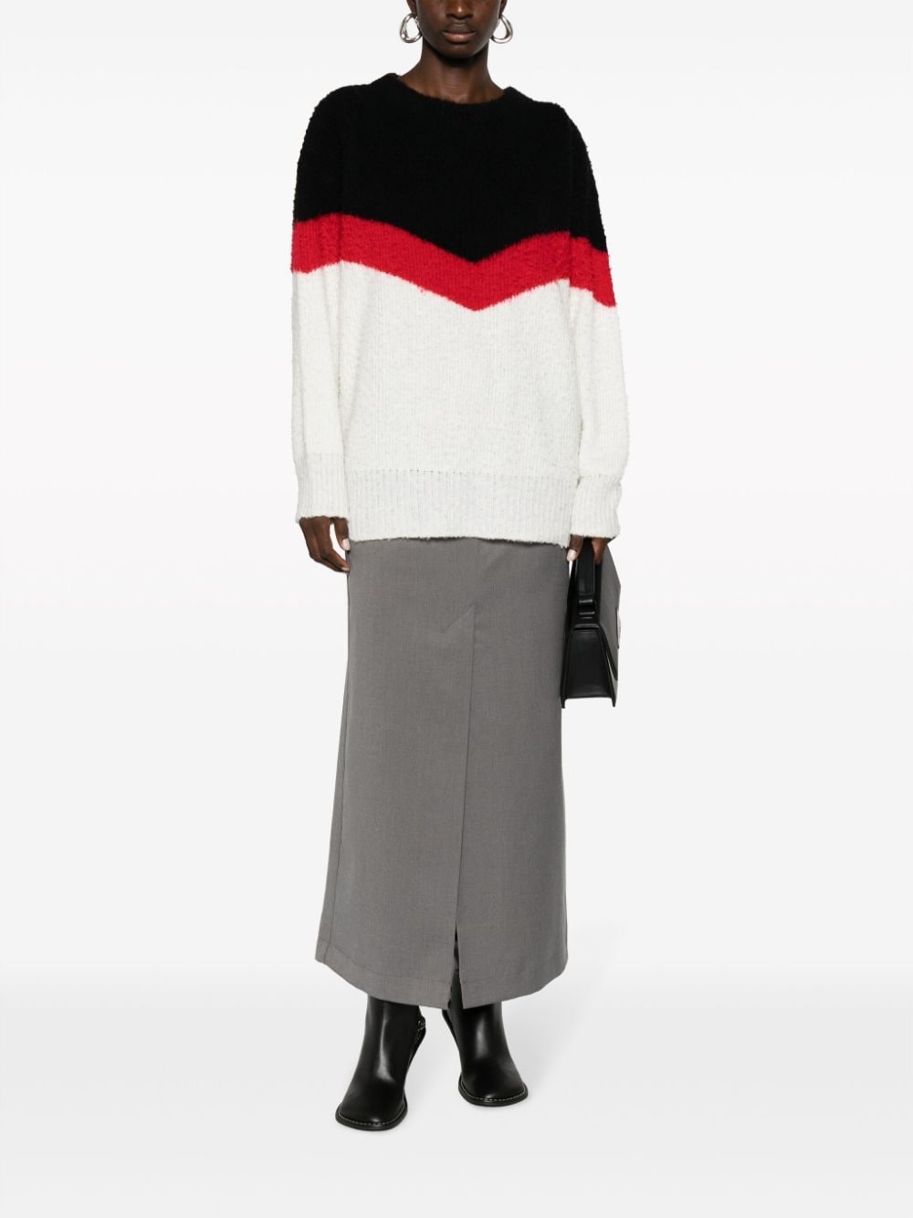 chevron-striped chunky-knit jumper - 2