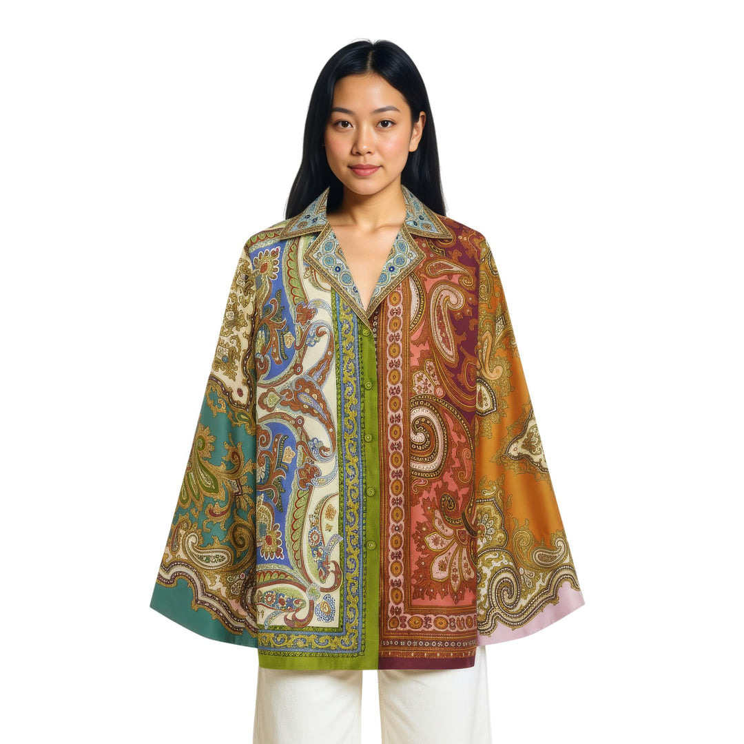 Clemenza Spliced Silk Shirt - 2