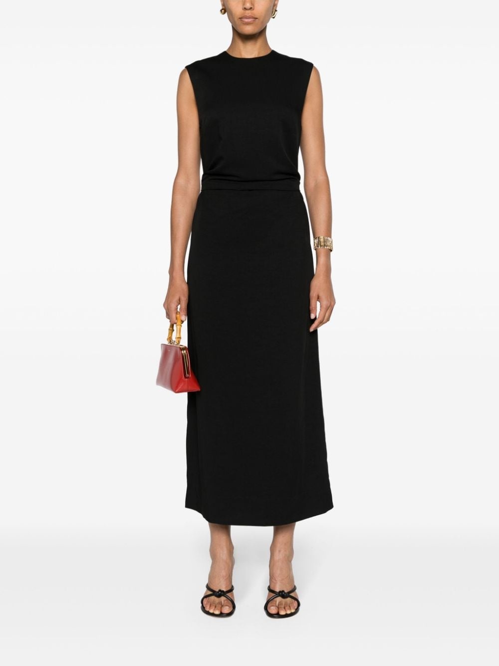tie-waist sleeveless midi dress - 2