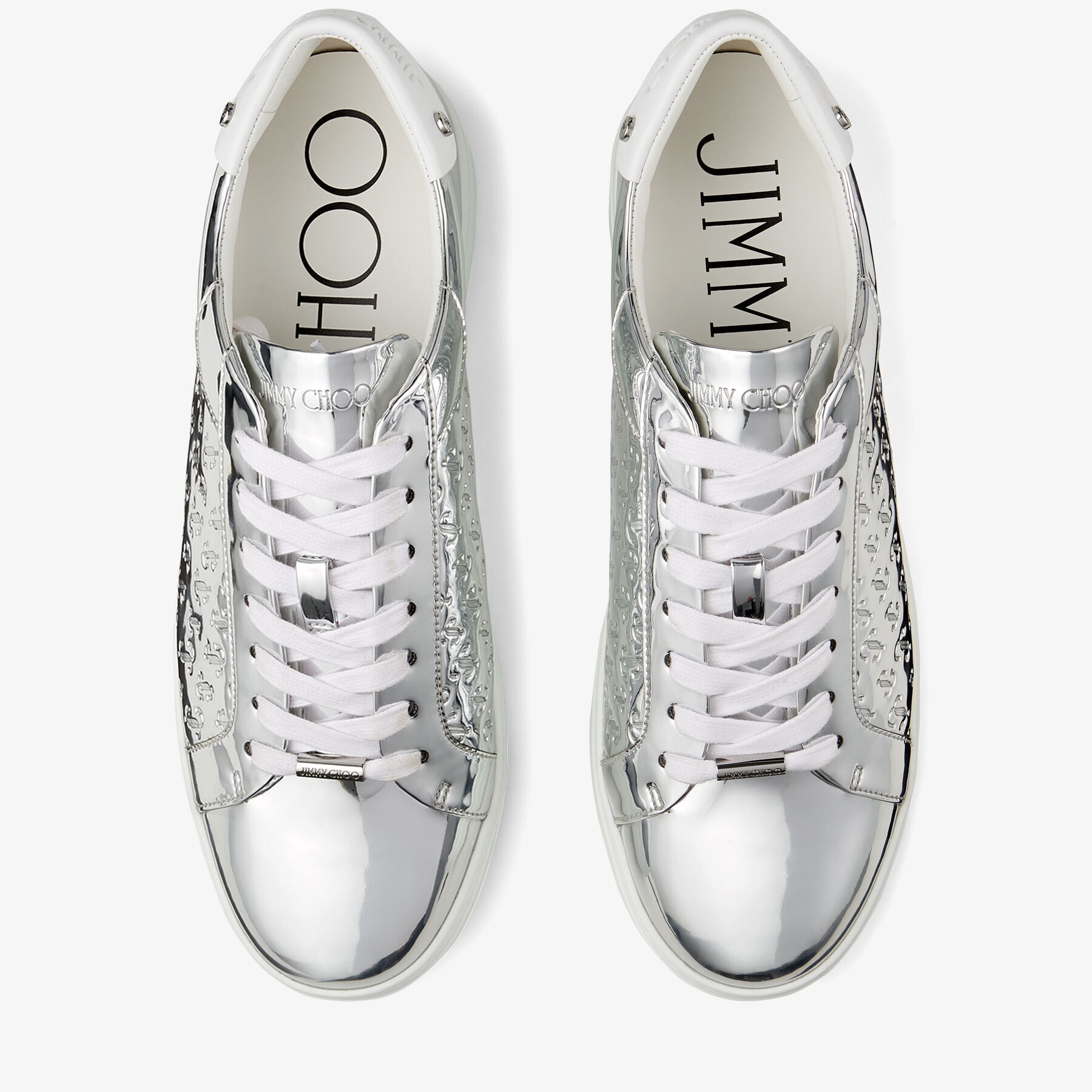 Rome/M
Silver Metallic JC Monogram Pattern and Leather Low-Top Trainers - 4