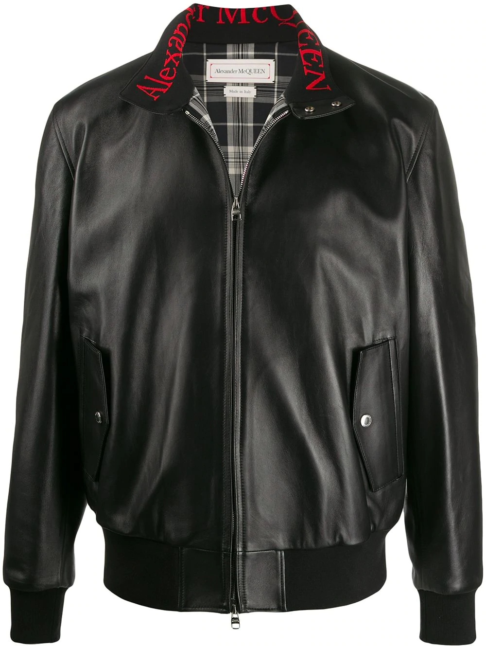 lambskin zipped bomber jacket - 1