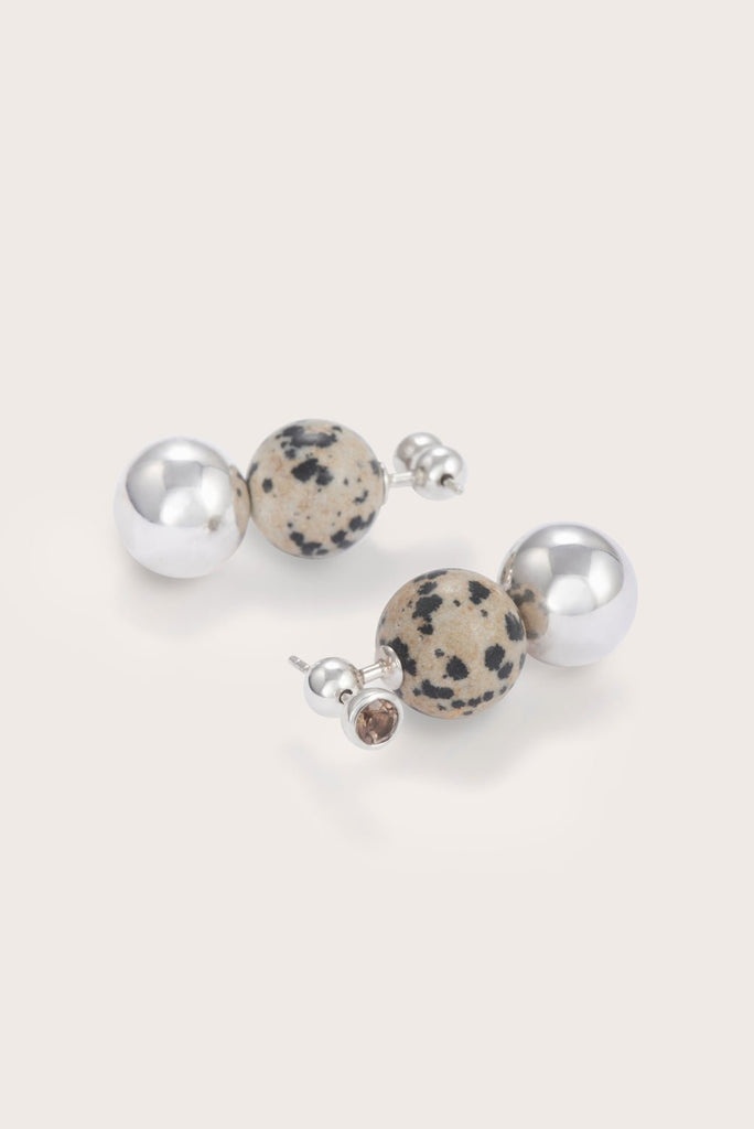 MARBLE & SPHERE EARRINGS SILVER - 3