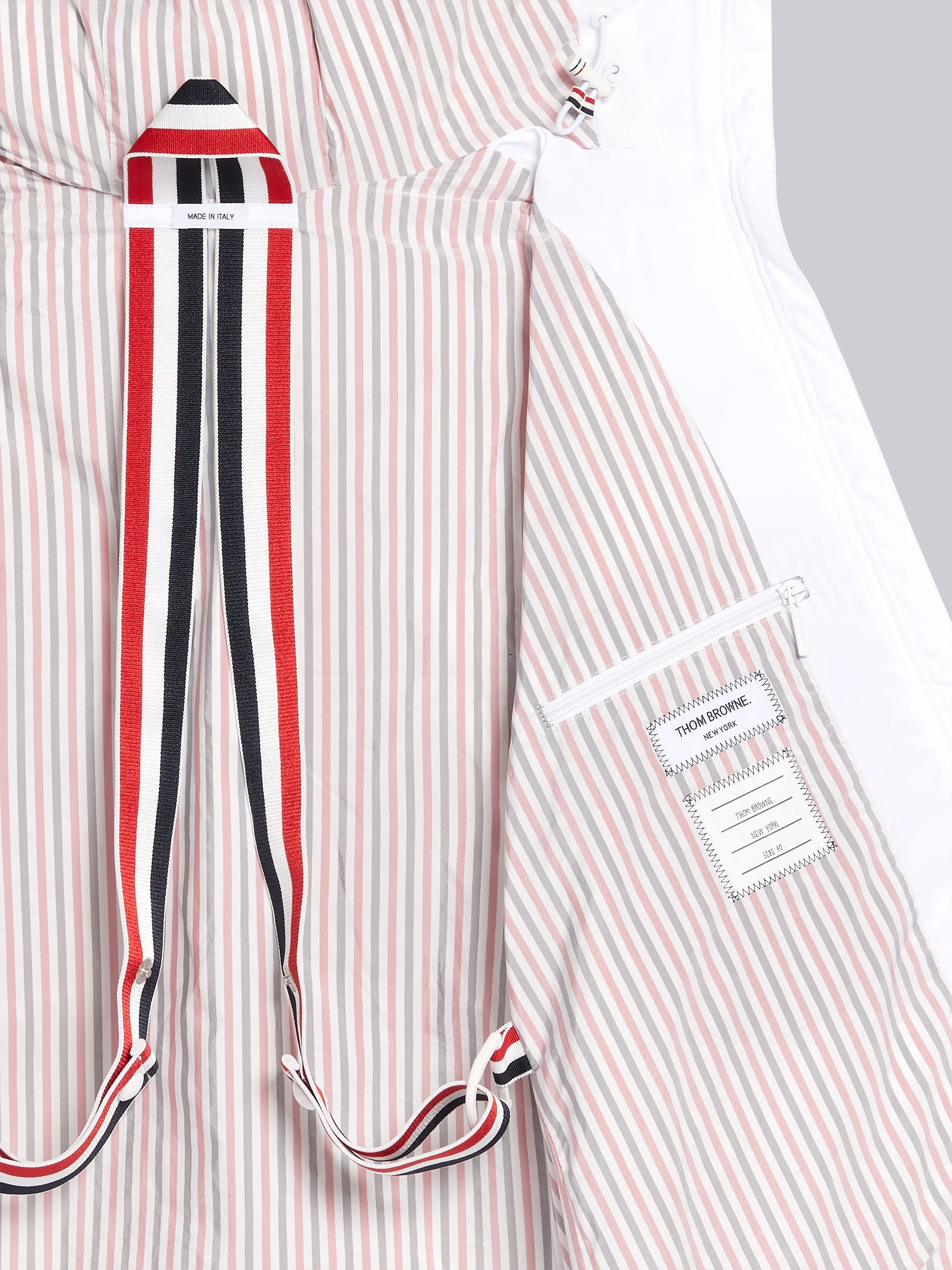 White Down Filled Poly Twill Zip-Up Hooded Overcoat - 6