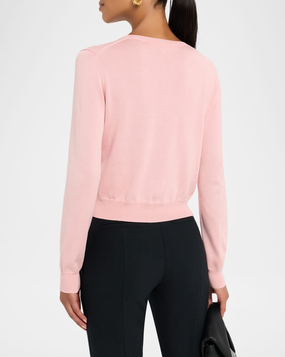 Silk-Cotton Crewneck Cardigan - 3