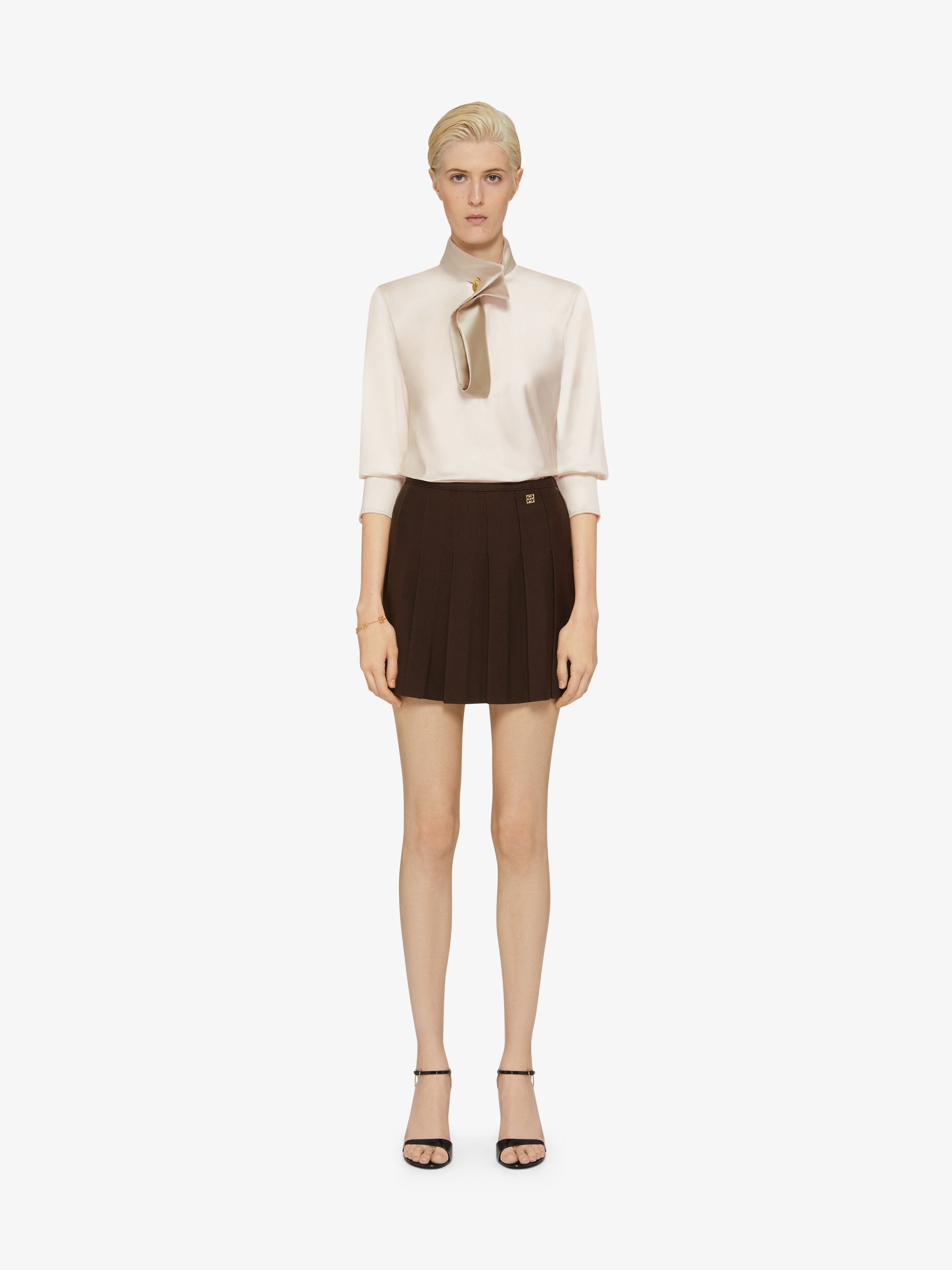 PLEATED SKIRT IN WOOL WITH 4G DETAIL - 2