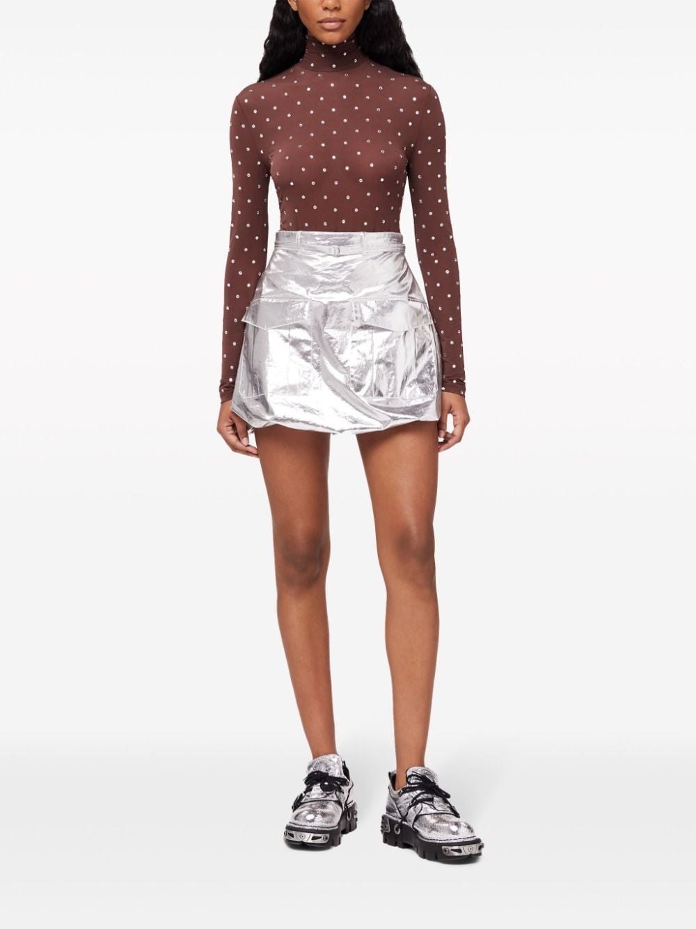 crystal-embellished high-neck top - 2
